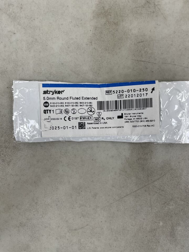 5220-010-250 - STRYKER - 5.0mm Round Fluted Extended, (EA) - ( Expiry Date: 2025-01-01 )