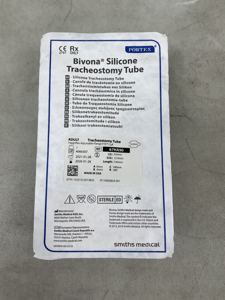 67HA90 - SMITHS MEDICAL - Portex Bivona TTS 可調式頸法蘭 Hyperflex 氣管切開套管，成人，7 號，（EA）-（有效期至：2026-01-28）