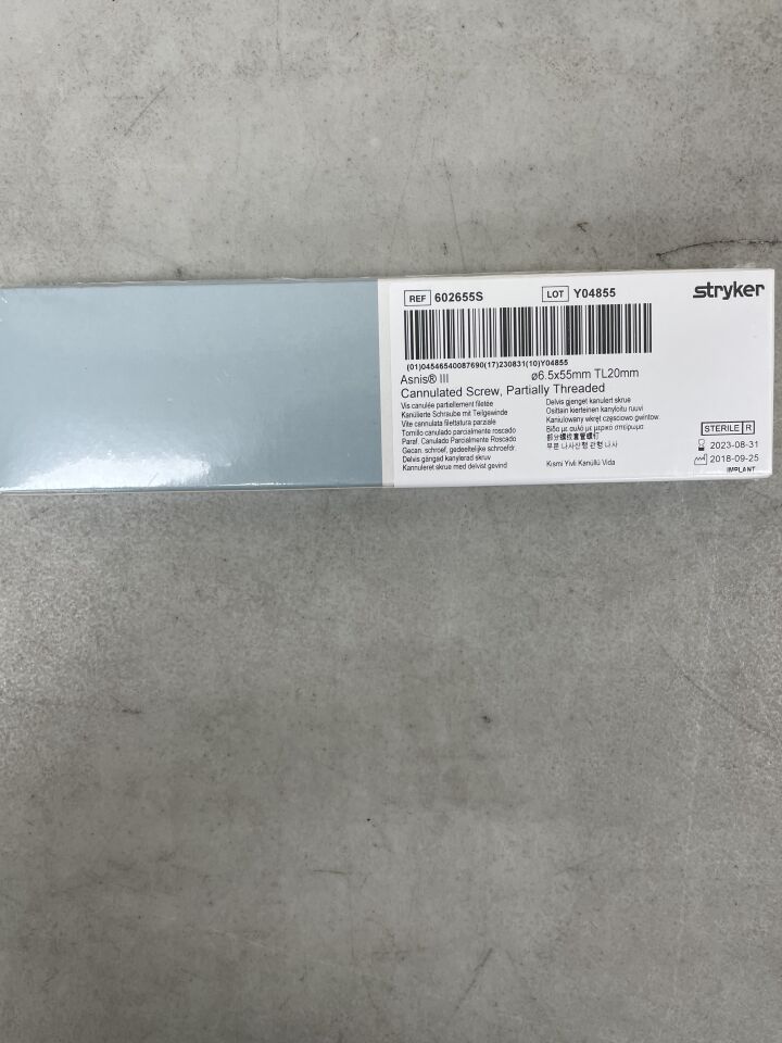 602655S - STRYKER - Asnis III Cannulated Screw, 6.5 x 55mm, (BX/1) - ( Expiry Date: 2023-08-31 )