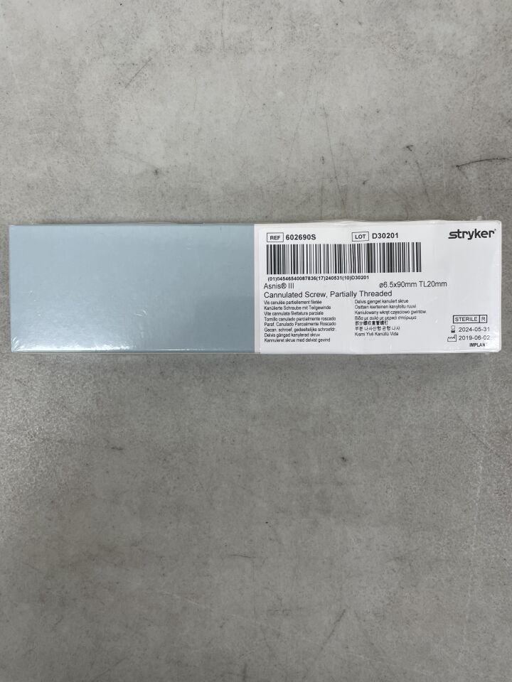 602690S - STRYKER - Asnis III Cannulated Screw, Titanium 6.5mm x 90mm, 20mm Thread, (BX/1) - ( Expiry Date: 2024-05-31 )