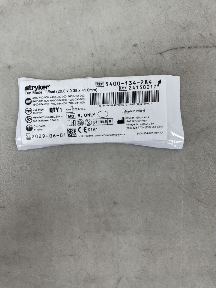 5400-134-284  -  STRYKER  -  Core Fan Blade, Coarse, Offset 20mm x 41mm x 0.38mm , ( EA )  -  ( Expiry Date : 2029-06-01 )