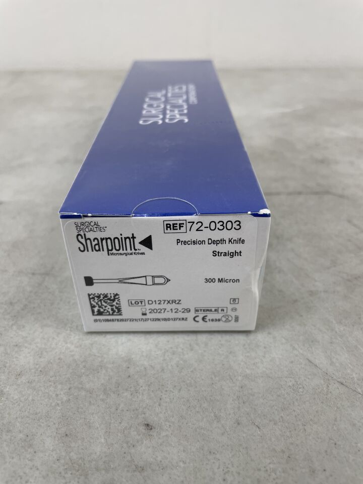 72-0303  -  SURGICAL SPECIALTIES  -  Sharpoint Precision Depth Knives, 300 μm straight, full handle , ( BX/6 )  -  ( Expiry Date : 2027-12-29 )