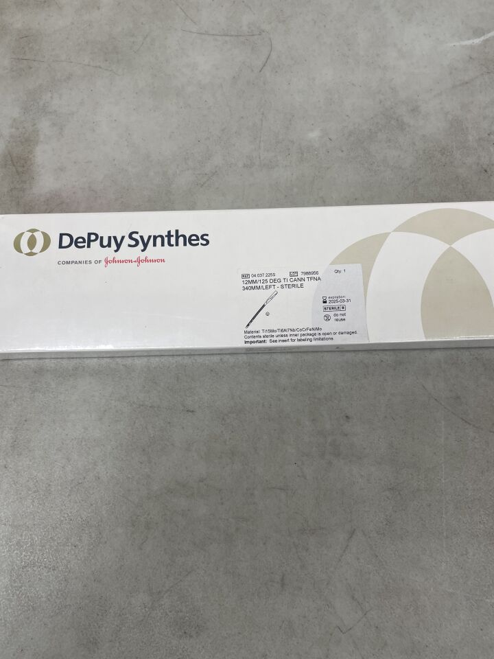 04.037.225S - SYNTHES - 12mm/125 deg ti cann tfna 340mm/left, (BX/1) - ( Expiry Date: 2025-03-31 )