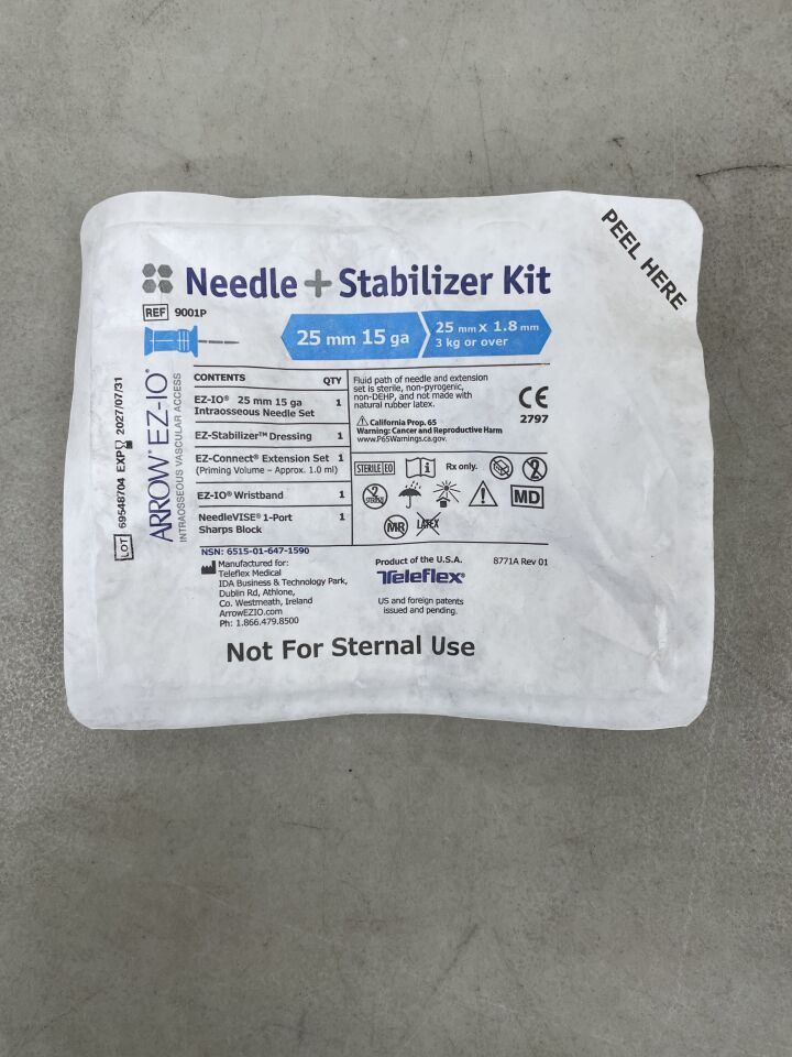 9001P - TELEFLEX - Arrow EZ-IO 針頭 + 穩定器套裝 25mm x 15G，（EA）-（有效期至：2027-07-31）