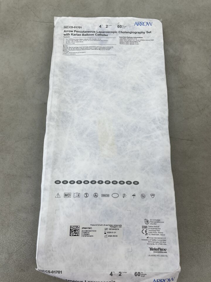 CS-01701 - TELEFLEX - 經皮腹腔鏡膽道造影套裝，含 Karlan 球囊導管，4Fr，雙腔，導管長度 60cm，（EA）-（有效期至：2026-01-31）