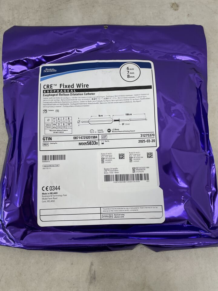 5833 - BOSTON SCIENTIFIC - CRE Fixed Wire Balloon Dilatation Catheter - Esophageal - 6mm x 7mm x 8mm, (EA) - ( Expiry Date: 2025-03-20 )