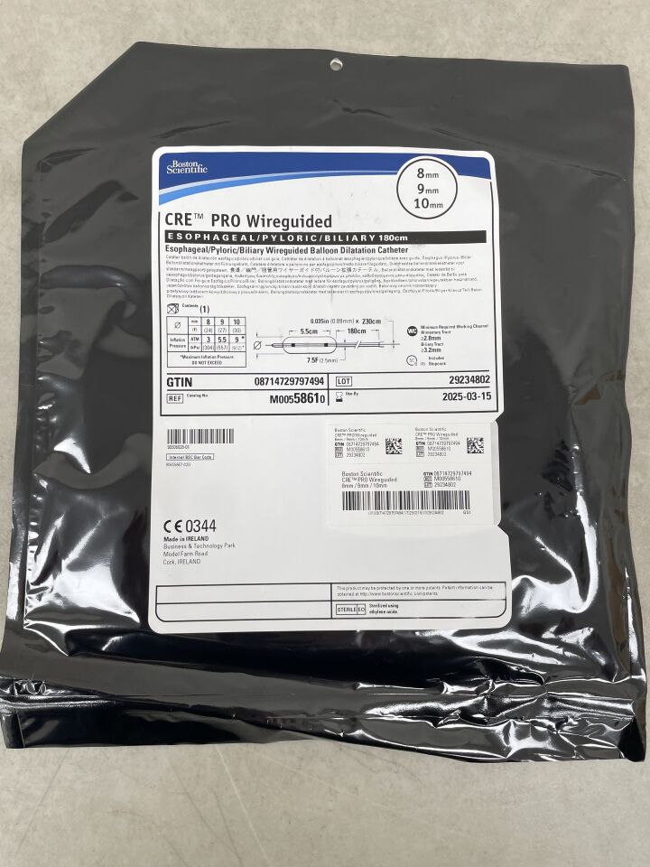 5861 - BOSTON SCIENTIFIC - CRE PRO Wireguided Balloon Dilatation Catheter - Esophageal/Pyloric/Biliary - 8mm x 9mm x 10mm, (EA) - ( Expiry Date: 2025-03-15 )