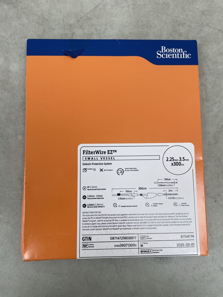 39071300 - BOSTON SCIENTIFIC - FilterWire EZ Embolic Protection System - Small Vessel - 2.25mm-3.5mm x 300cm, (BX/1) - ( Expiry Date: 2025-03-01 )