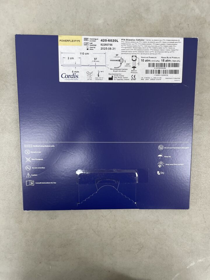 420-6020L - CORDIS - PowerFlex P3 PTA Dilatation Catheter - 6mm x 2cm x 110cm, (BX/1) - ( Expiry Date: 2025-08-31 )