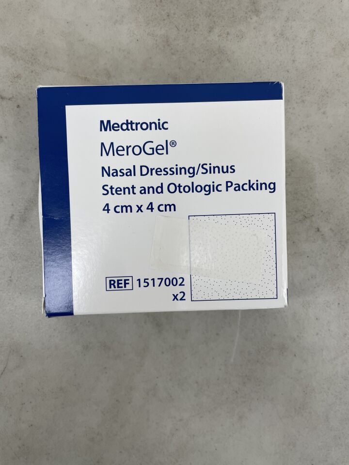 1517002 - MEDTRONIC - Merogel Nasal Dressing/Sinus Stent and Otologic Packing, 4x4cm, (BX/2) - ( Expiry Date: 2025-04-01 )