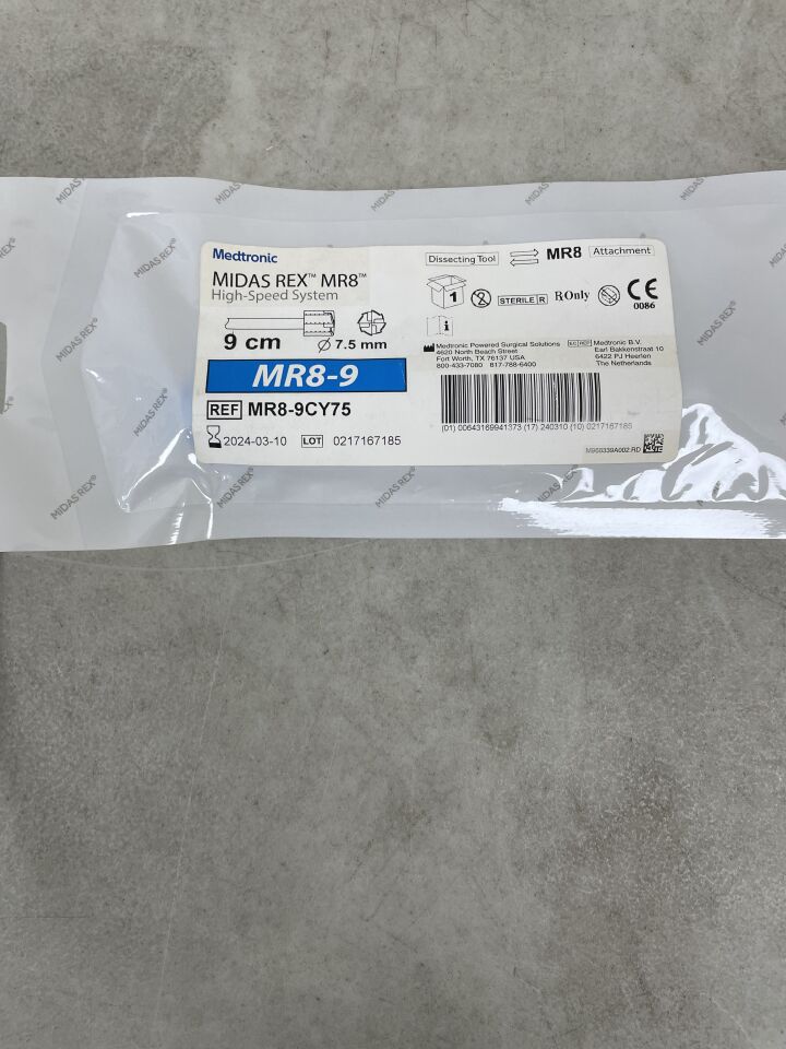 MR8-9CY75 - MEDTRONIC - Midas Rex MR8 Cylinder Fluted Dissecting Tool, 5 dia. x 7.9 mm Head Length, 9 cm Shaft Length, (EA) - ( Expiry Date: 2024-03-10 )