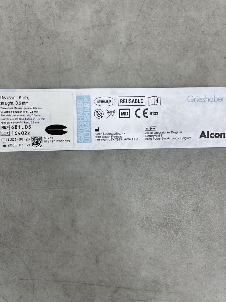 681.05 - ALCON - GRIESHABER ULTRASHARP Cuchillo de corte recto de 0,5 mm (unidades) - (Fecha de caducidad: 2028-07-31)
