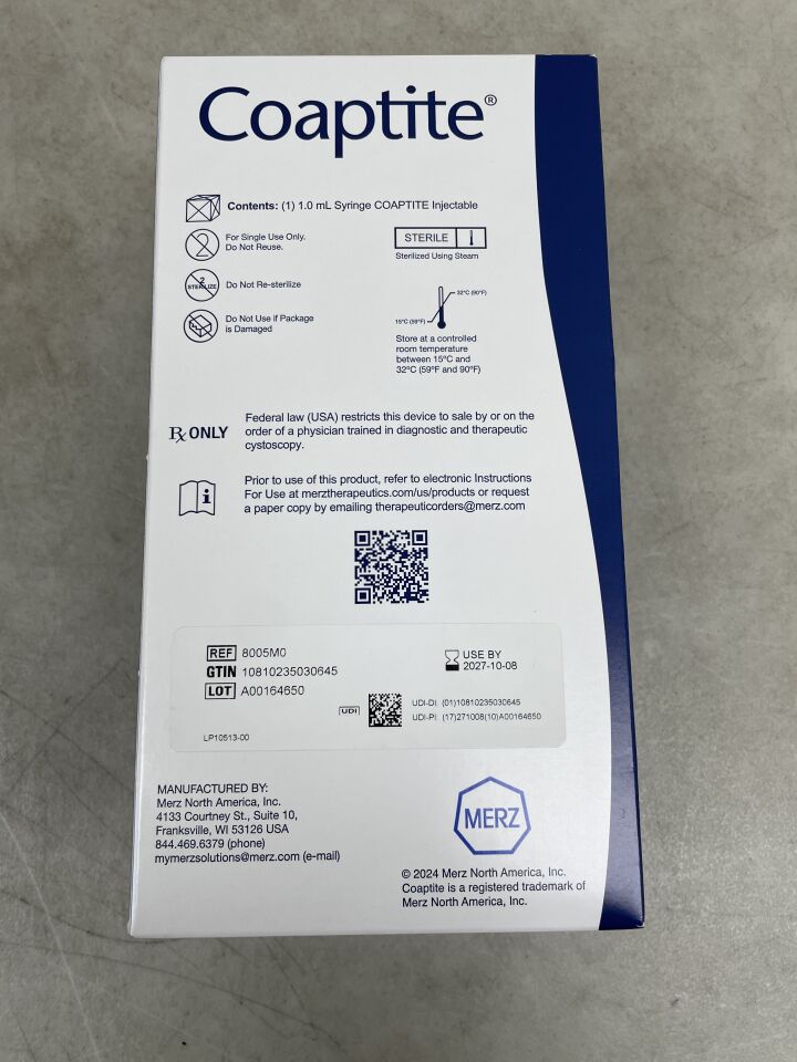 8005M0 - MERZ - Coaptite 注射注射器，1.0mL，（盒/1）-（有效期限至：2027-10-08）
