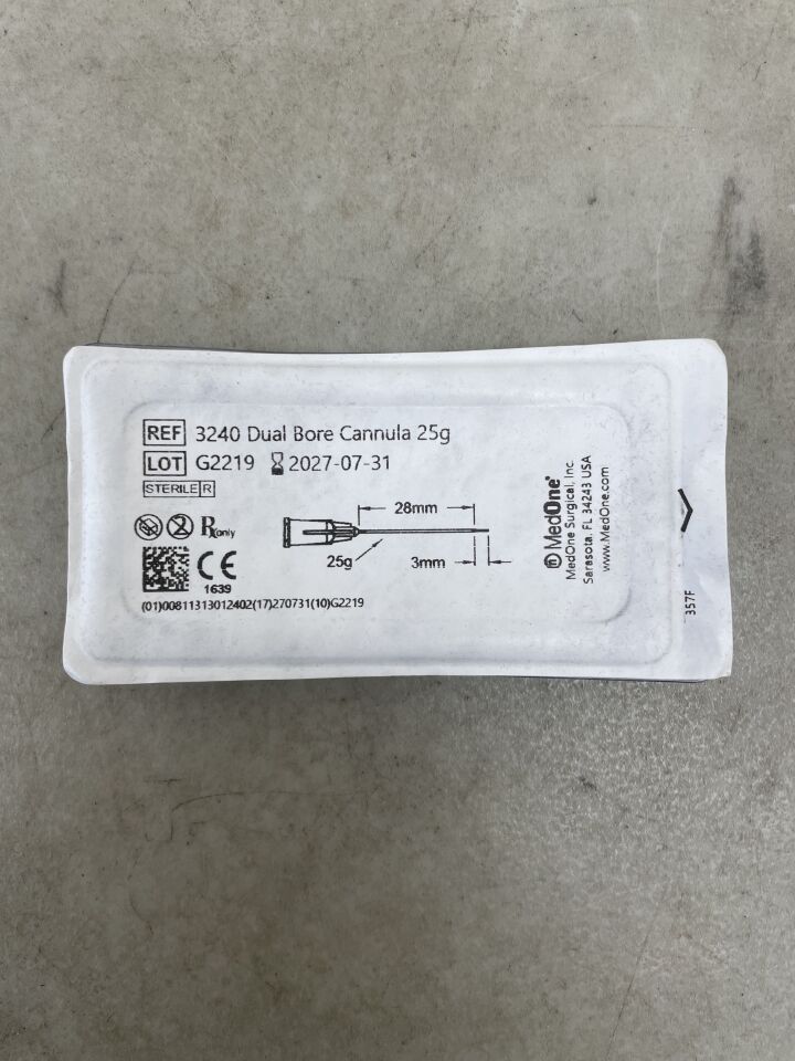3240 - MEDONE SURGICAL - Cánula de doble calibre, 25G, (unidad) - (Fecha de caducidad: 31/07/2027)