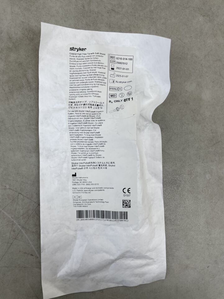 0210-014-100 - STRYKER - Punta coaxial de alto flujo con protección suave para InterPulse (unidades) - (Fecha de caducidad: 01/01/2027)