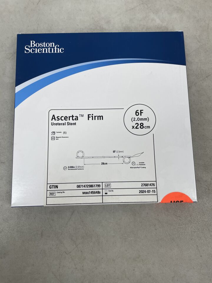 145648 - BOSTON SCIENTIFIC - Ascerta Firm Ureteral Stent, 6F x 28cm, (BX/1) - ( Expiry Date: 2024-07-15 )