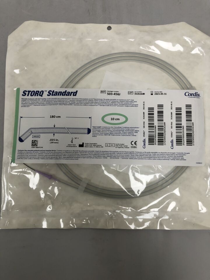 503-456J - CORDIS - Storq Standard Steerable Guidewire, Angled 0.035" x 180cm, (EA) - ( Expiry Date: 2024-07-31 )
