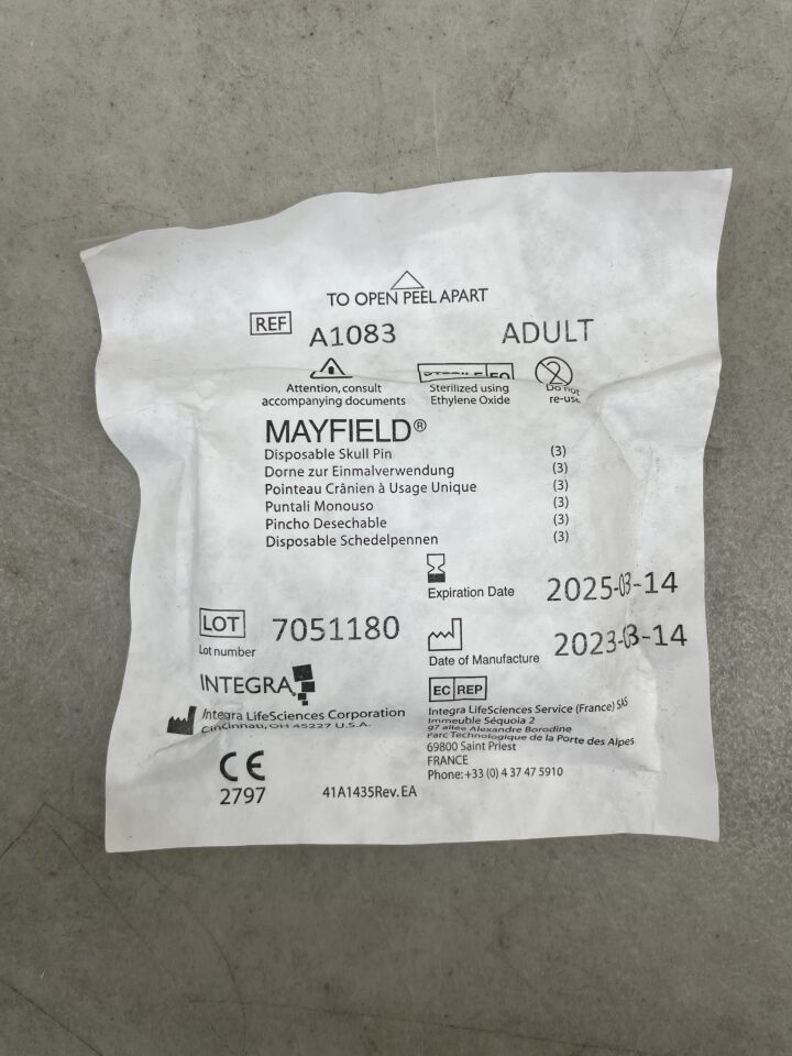 A1083 - INTEGRA - Mayfield Skull Pin, Stainless Steel, (EA) - ( Expiry Date: 2025-03-14 )