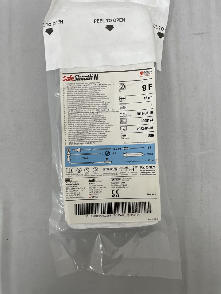 SS9 - OSCOR - SafeSheath II Introducer System 9F x 13cm, (EA) - ( Expiry Date: 2023-08-01 )
