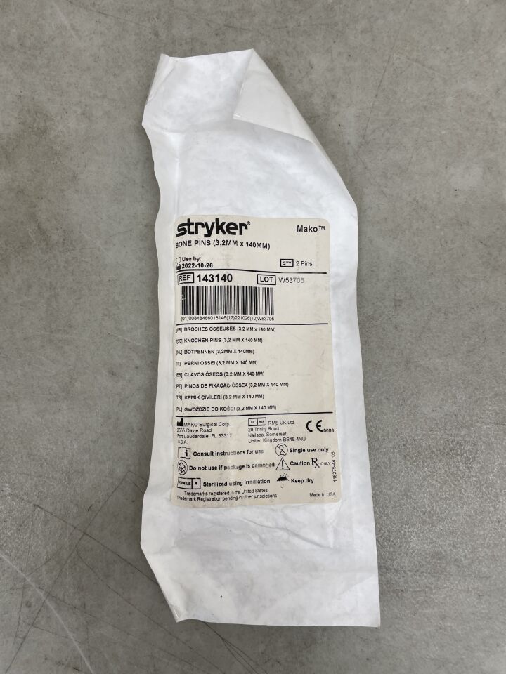 143140 - STRYKER - MAKO Bone Pins 3.2mm x 140mm (2 Per Pack), (EA) - ( Expiry Date: 2022-10-26 )