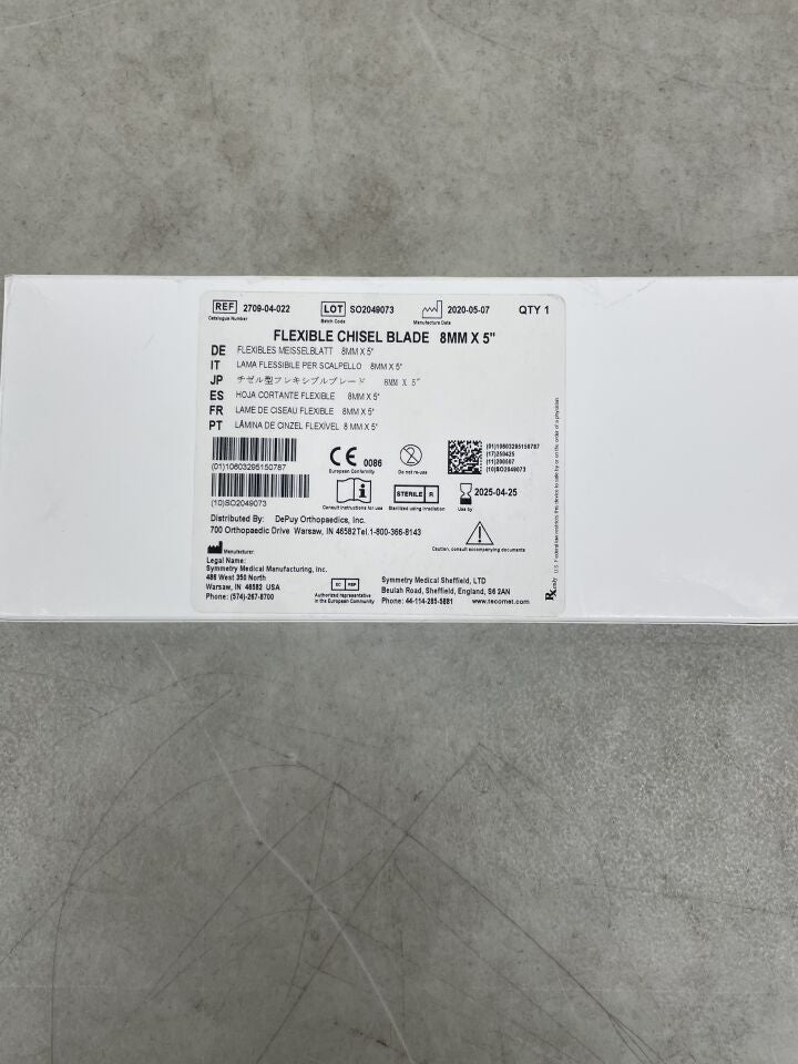 2709-04-022 - SYMMETRY SURGICAL - Flexible Chisel Blade, 8mm X 5”, (BX/1) - ( Expiry Date: 2025-04-25 )