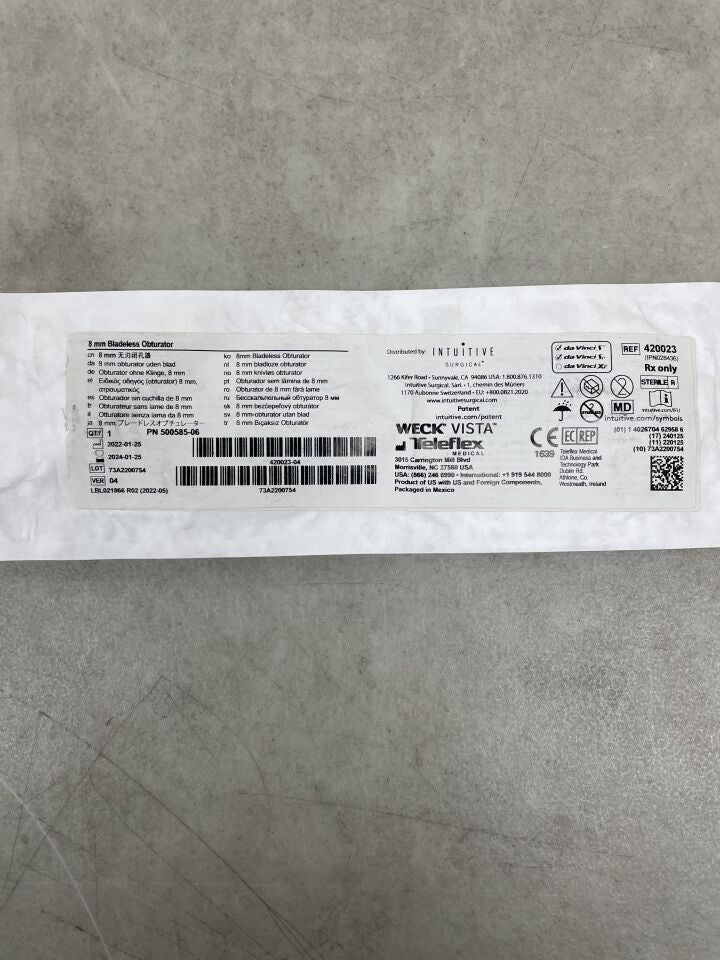 420023 - TELEFLEX - intuitive surgical da vinci s/si 8mm bladeless obturator, (EA) - ( Expiry Date: 2024-01-25 )