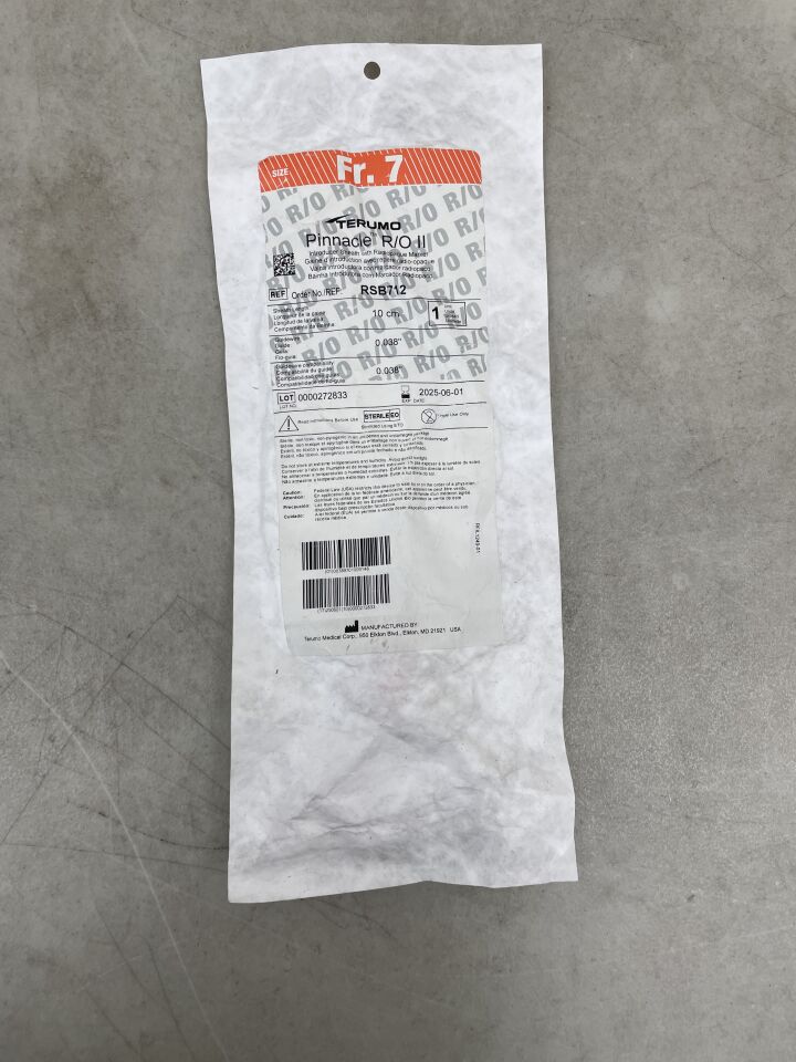 RSB712 - TERUMO - Pinnacle R/O II Introducer Sheath w/0.038" Mini Wire 7F x 10cm, (EA) - ( Expiry Date: 2025-06-01 )