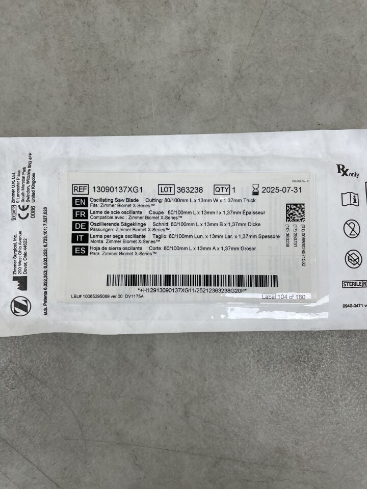 13090137XG1 - ZIMMER - StableCut OSCILLATING SAW BLADE, 80/100 x 13mm, (EA) - ( Expiry Date: 2025-07-31 )