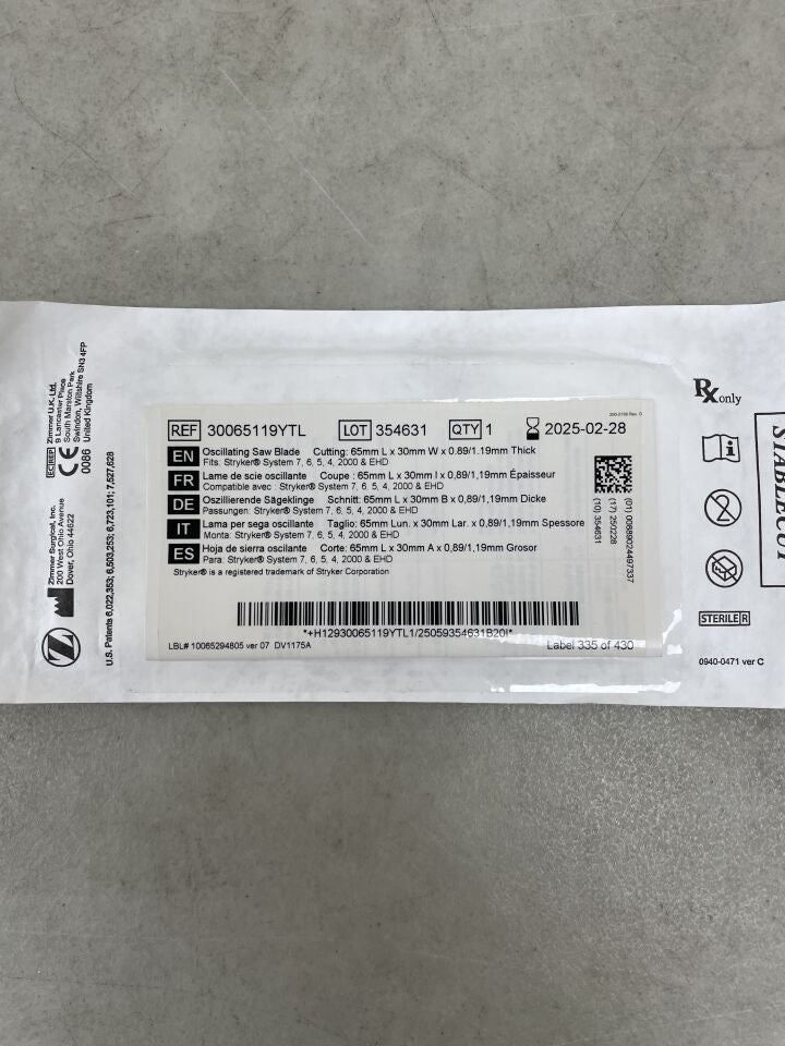 30065119YTL - ZIMMER - StableCut OSCILLATING SAW BLADE, 65 x 30mm, (EA) - ( Expiry Date: 2025-02-28 )