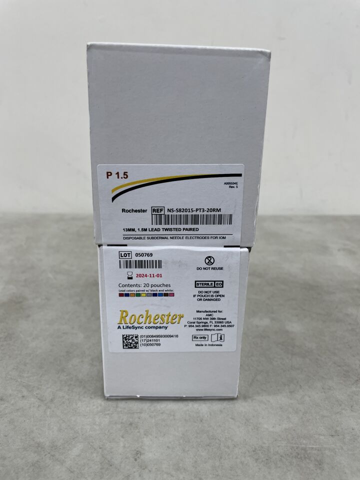 NS-S82015-PT3-20RM - AMC - Horizon SUBDERMAL NEEDLE ELECTRODES: 27 GA., 13 MM NEEDLE, 1.5 M TWISTED LEADWIRE, COLOR GROUP 3, (BX/20) - ( Expiry Date: 2024-11-01 )