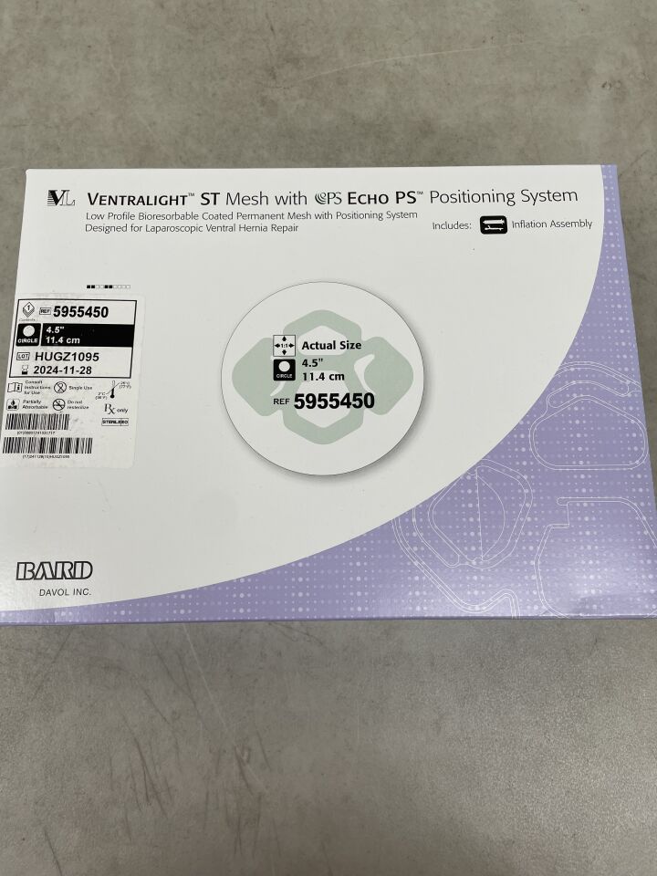 5955450 - BARD - Ventralight ST Mesh with Echo PS: 4.5" Circle, (BX/1) - ( Expiry Date: 2024-11-28 )