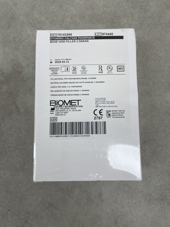 70143266 - BIOMET - Otomimix Calcium Phosphate Bone Void Filler 2 Grams , (BX/1) - ( Expiry Date: 2025-04-12 )