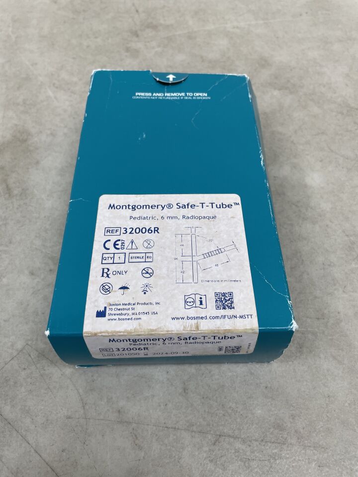 32006R - BOSTON MEDICAL - Montgomery Safe-T-Tube, Pediatric 6mm, Radiopaque, (BX/1)
