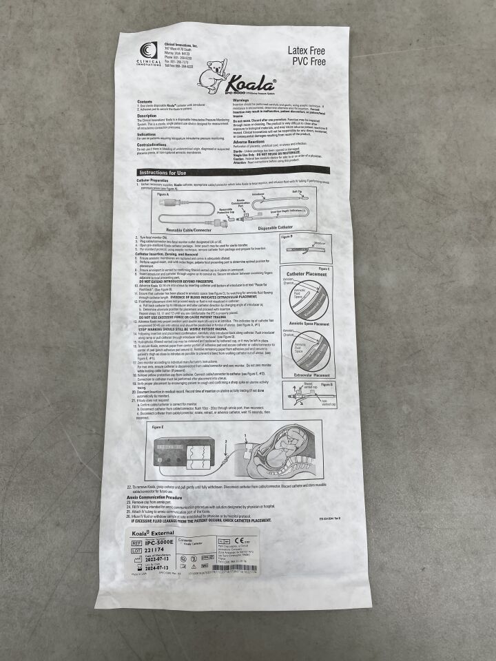 IPC-5000E - CLINICAL INNOVATIONS - Koala Intrauterine Pressure Catheter, ()