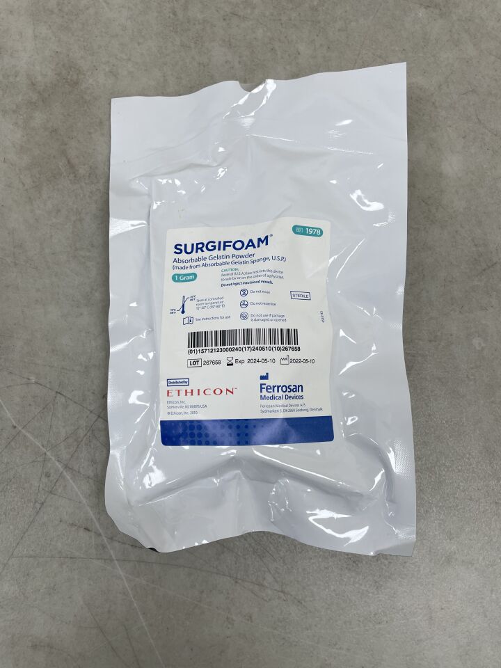 1978 - ETHICON - Surgifoam Absorbable Gelatin Powder, 1g, (EA) - ( Expiry Date: 2024-05-10 )