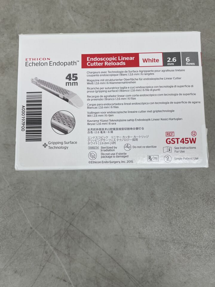 GST45W - ETHICON - Echelon Endopath Stapler Reload with Gripping Surface Technology, White, 2.6 Open x 1 mm Closed Height, (BX/12) - ( Expiry Date: 2025-02-28 )