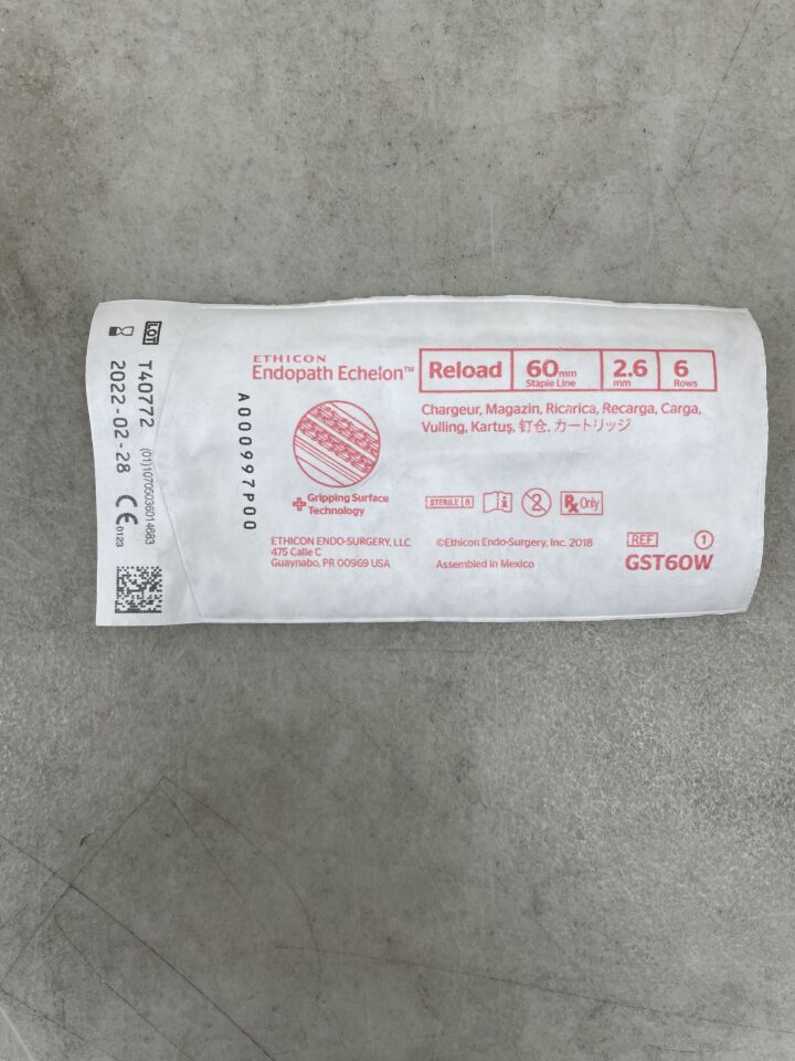 GST60W - ETHICON - Echelon Endopath Stapler Reload with Gripping Surface Technology, White, 2.6 Open x 1 mm Closed Height, (EA) - ( Expiry Date: 2022-02-28 )