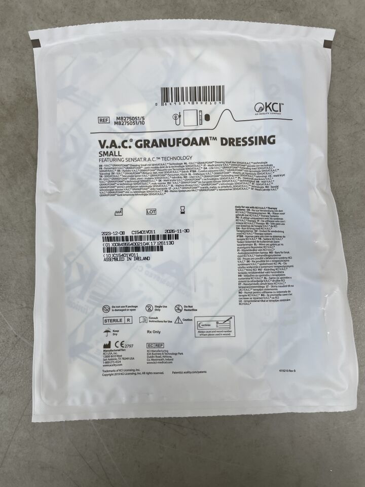 M8275051  -  KCI  -  V.A.C. GranuFoam Small Dressing Kit, SensaT.R.A.C , ( EA )  -  ( Expiry Date : 2026-11-30 )