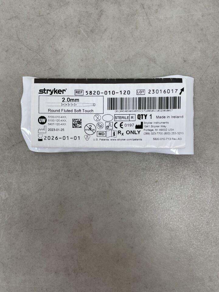 5820-010-120  -  STRYKER  -  Round Fluted Burr, 2 mm Head Diameter, Soft Touch , ( EA )  -  ( Expiry Date : 2026-01-01 )