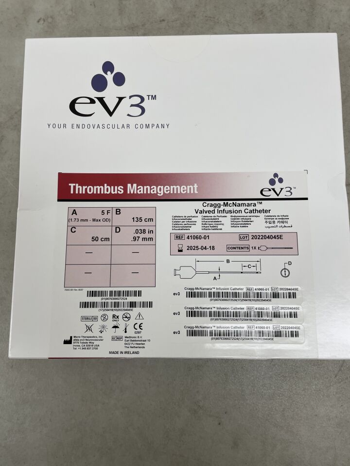 41060-01 - EV3 - Cragg-McNamara Valved Infusion Catheter 5F x 135cm x 50cm, (BX/1) - ( Expiry Date: 2025-04-18 )