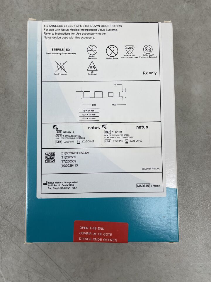 NT901415 - NATUS - Stainless Steel F8/F5 Stepdown Connectors, (BX/5) - ( Expiry Date: 2025-05-09 )