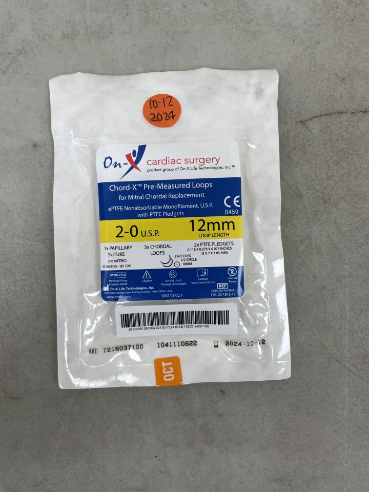 CXL-20-1812-12 - ON-X LIFE TECHNOLOGIES - Chord-X Pre-Measured Loops for Mitral Chordal Replacement 2-0, 20mm, (EA) - ( Expiry Date: 2024-10-12 )
