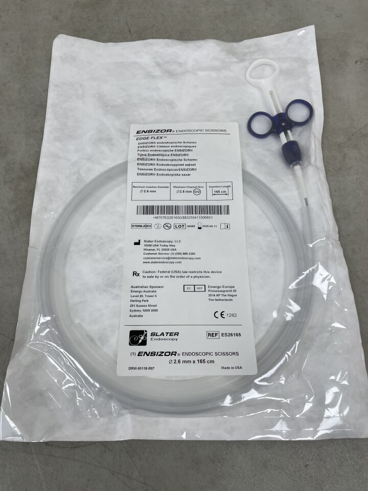 ES26165 - SLATER ENDOSCOPY - Ensizor Endoscopic Scissors 2.6mm x 2.8mm x 165cm, (EA) - ( Expiry Date: 2025-04-11 )