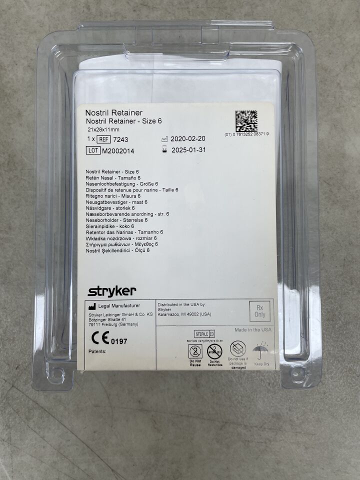 7243 - STRYKER - Nostril Retainer, Size 6, (EA) - ( Expiry Date: 2025-01-31 )