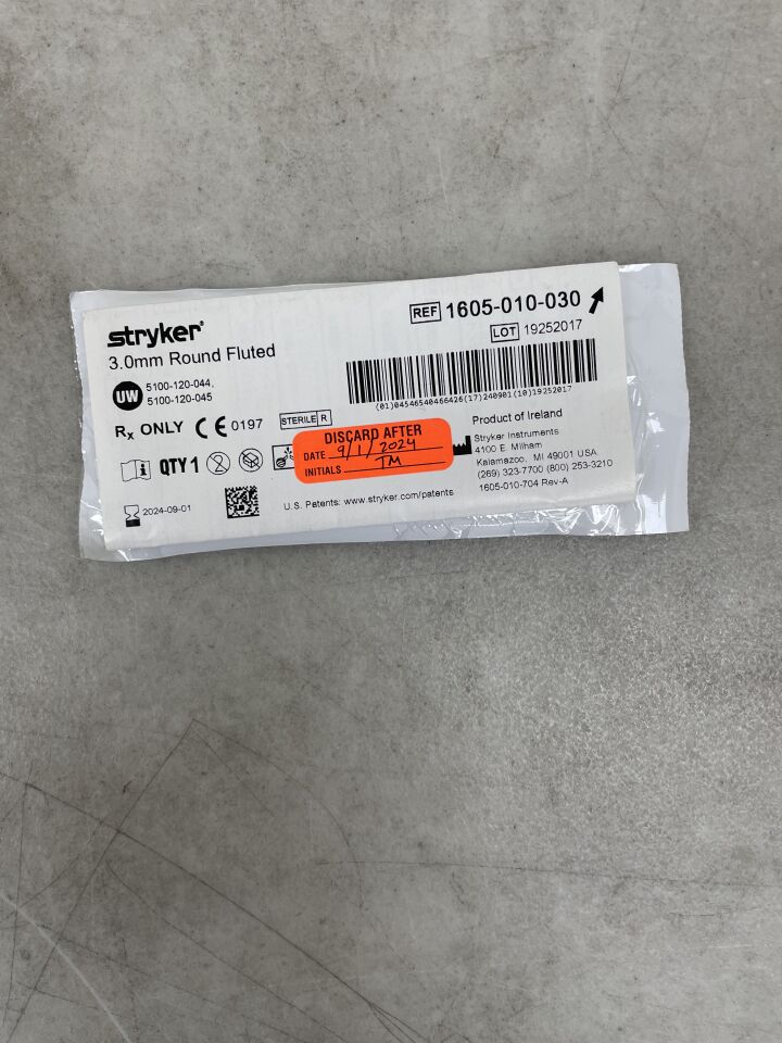 1605-010-030 - STRYKER - Round Fluted Bur, 3.0mm, (EA) - ( Expiry Date: 2024-09-01 )