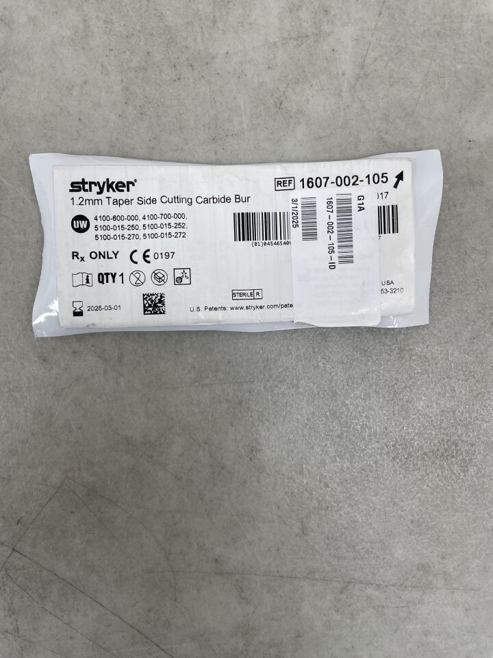 1607-002-105 - STRYKER - Taper Side Cutting Carbide Bur, 1.2mm , (EA) - ( Expiry Date: 2025-03-01 )
