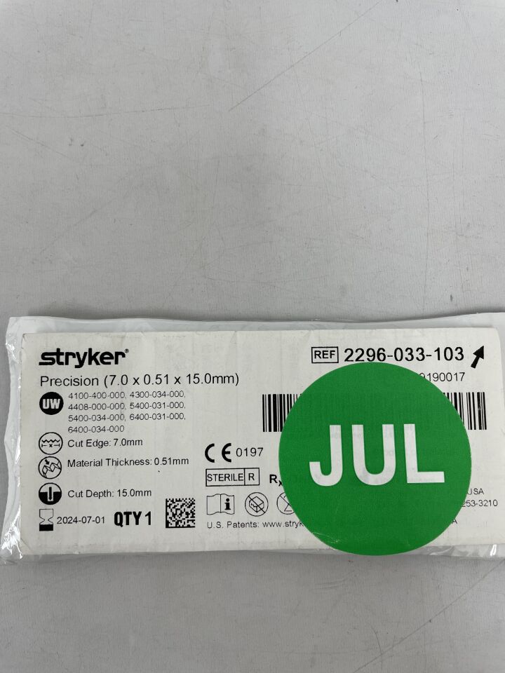 2296-033-103 - STRYKER - Precision Thick Blade, Short, Narrow 7mm x 0.51mm x 15mm, (EA) - ( Expiry Date: 2024-01-01 )