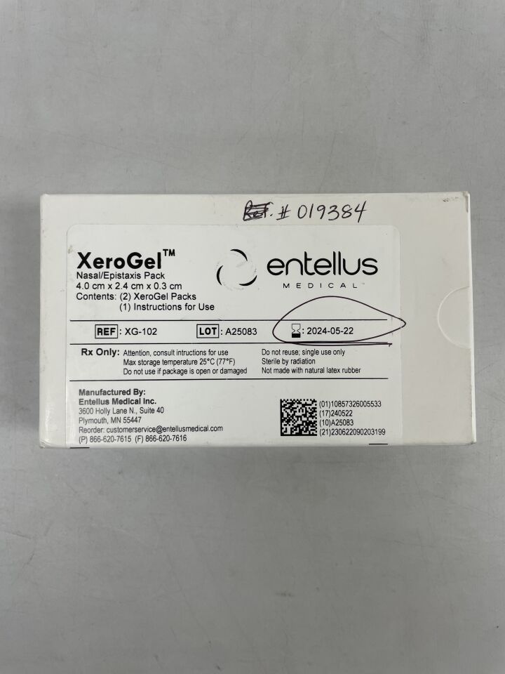 XG-102 - STRYKER - Entellus XeroGel Nasal/Epistaxis Pack 4.0cm x 2.4cm x 0.3cm, (BX/2) - ( Expiry Date: 2024-05-01 )