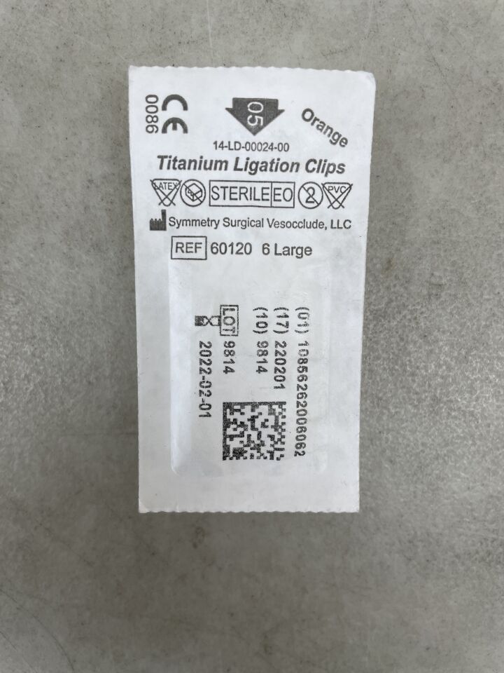 60120 - SYMMETRY SURGICAL - Vesocclude Titanium Ligating Clips, Large, 6/120 Clips, (EA) - ( Expiry Date: 2022-02-01 )