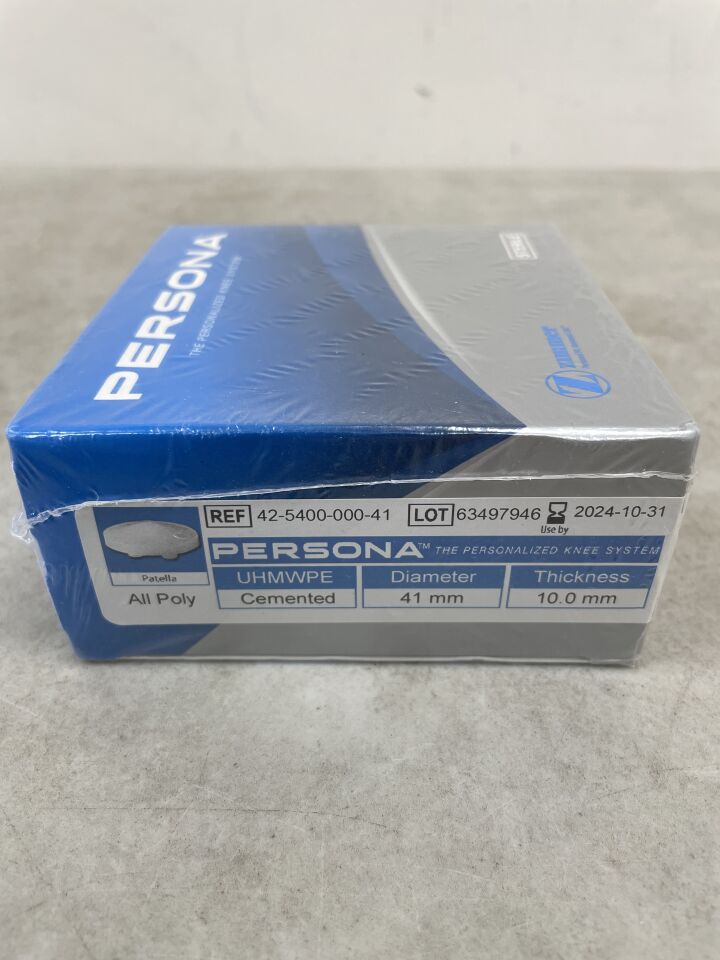42-5400-000-41 - ZIMMER - PERSONA Patella, UHMWPE - Cemented, Diameter - 41mm, Thickness - 10.0mm, (BX/1) - ( Expiry Date: 2024-10-31 )